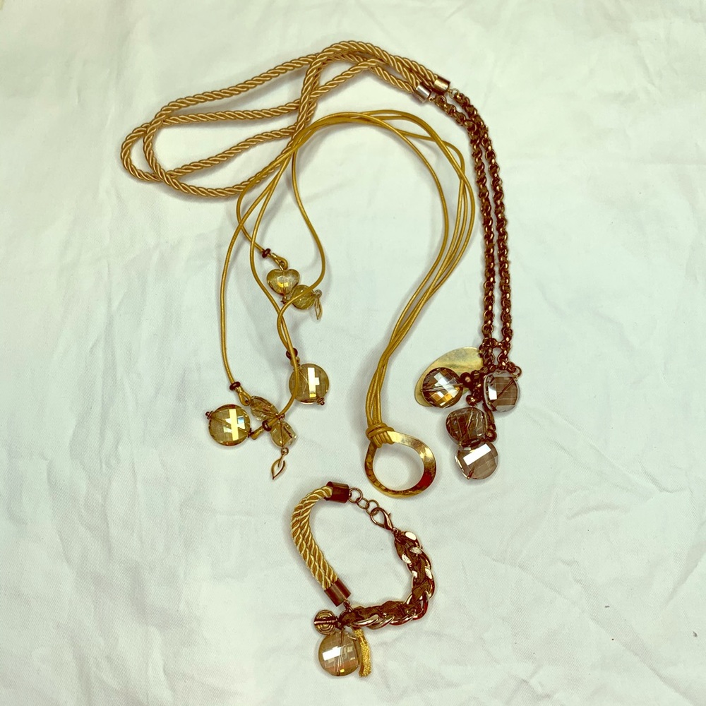 Gold neckalces and matching bracelets